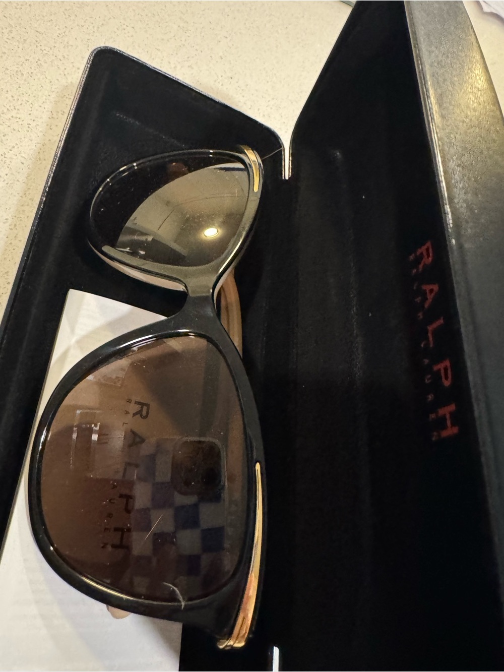 Ralph Lauren Black Frame Sunglasses with Brown Gradient Lenses - Picture 8 of 8